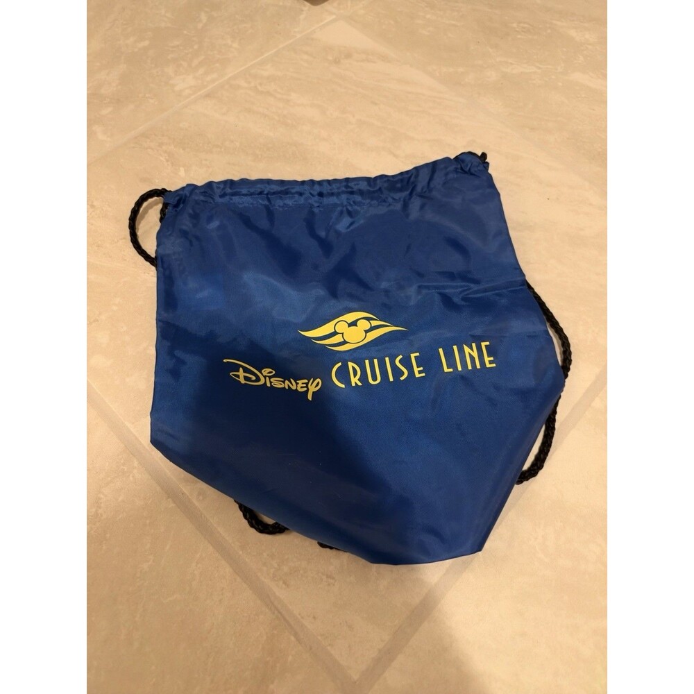 Disney Cruise Line Drawstring Backpack bag Blue Child Size DCL Yellow